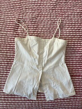 Reformation White Button-Front Spaghetti Strap Camisole